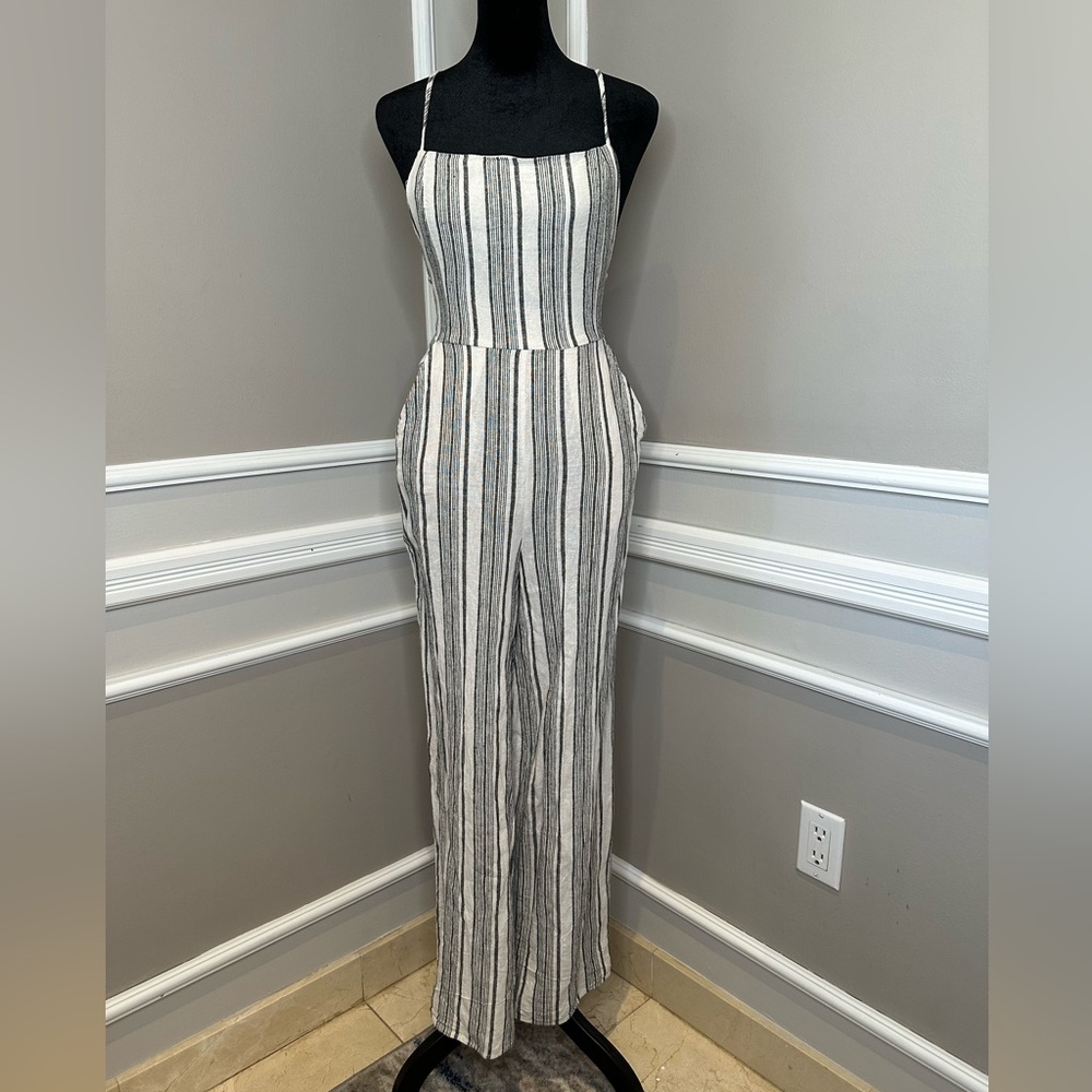 Striped Jumpsuit in Black and White